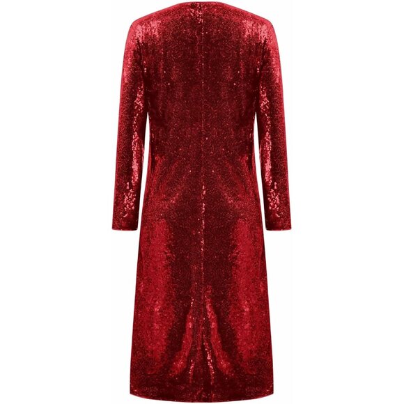 Women's Sequin Blazer Sparkly Open Front Evening Party Formal Top - Picture 7 of 7